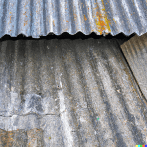 Hoe vervang je een golfplaten dak? Old corrugated asbestos roof in an old shed
